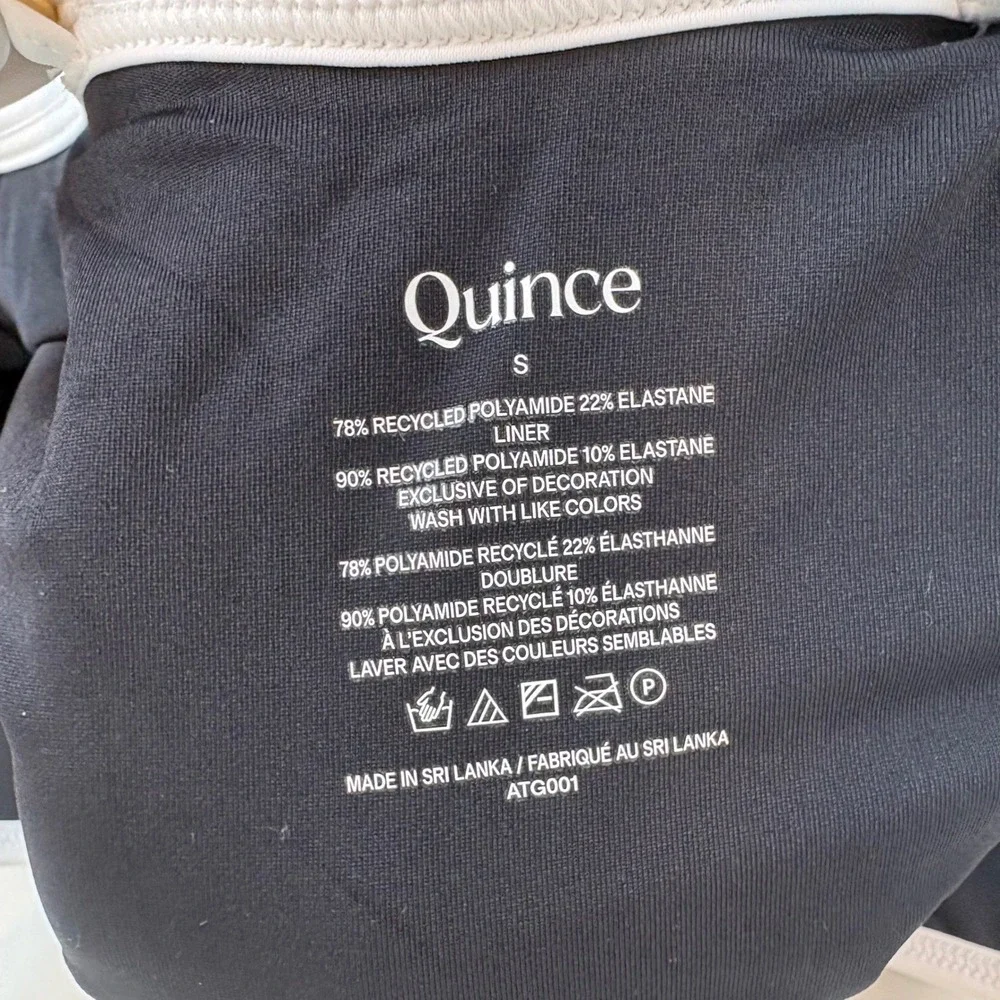 NWT Quince Maternity Italian Square Neck One-Piece Swimsuit Black White Sz Small